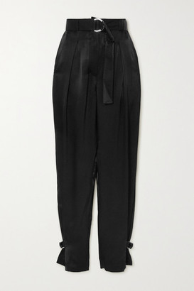 3.1 Phillip Lim Belted Pleated Satin Tapered Pants