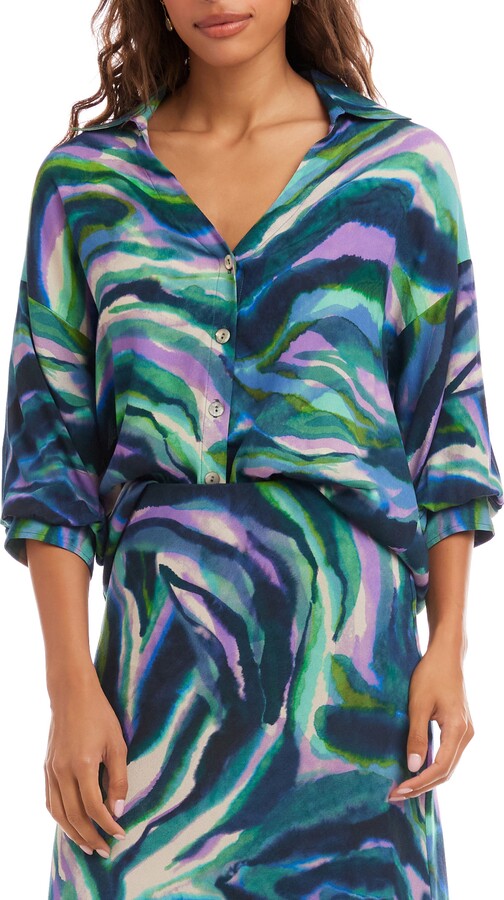 Karen Kane Abstract Print Button-Up Shirt