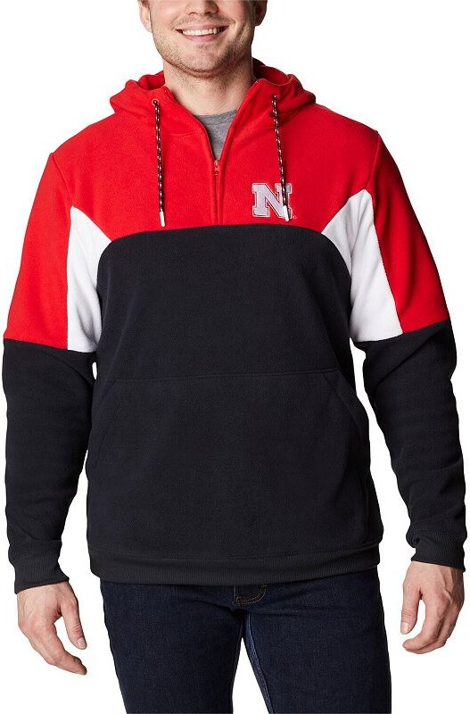 Men's Columbia Black Nebraska Huskers Lodge Quarter-Zip Hoodie