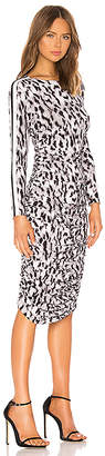 Norma Kamali Side Stripe Long Sleeve Shirred Dress