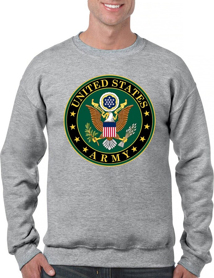 Tee Hunt United States Army Crest Sweatshirt Insignia US Military Veteran DD 214 Patriotic Armed Forces Licensed Crewneck Black XX-Large