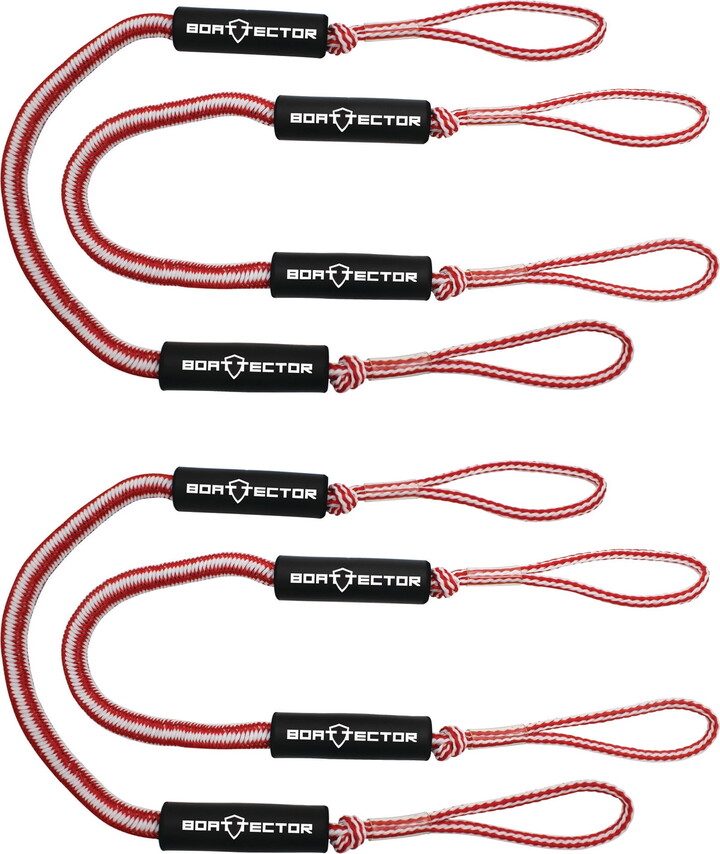 Extreme Max 3006.3269 BoatTector Bungee Dock Line Value 4-Pack - 5', Red/White