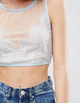 Thumbnail for your product : Glamorous Mesh And Lace Crop Top