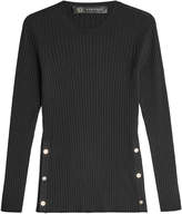 Thumbnail for your product : Versace Ribbed Wool Pullover with Buttoned Sides