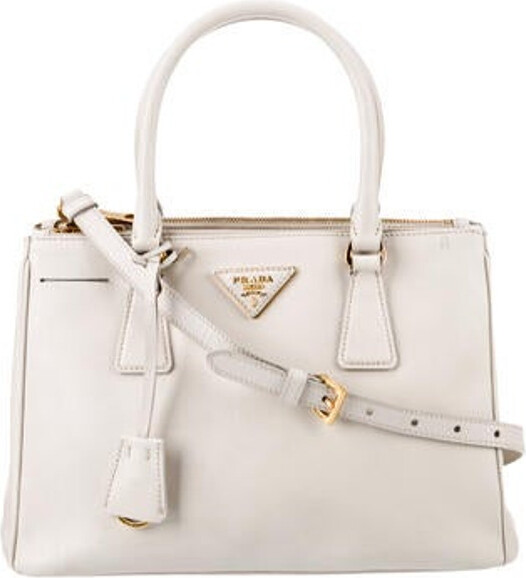 Prada Bucket Bag Saffiano Leather Gold-tone White in Saffiano