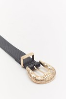 Thumbnail for your product : Nasty Gal Womens Go Western Faux Croc Leather Buckle Belt - Black - One Size