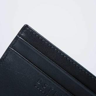 DSTLD Mens Calfskin Leather Credit Card Holder in Black