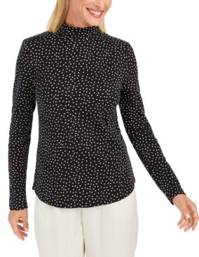 Charter Club Pima Cotton Mock-Neck Top, Created for Macy's