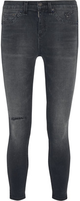 Rag & Bone The Capri Cropped Distressed Mid-rise Skinny Jeans - Gray