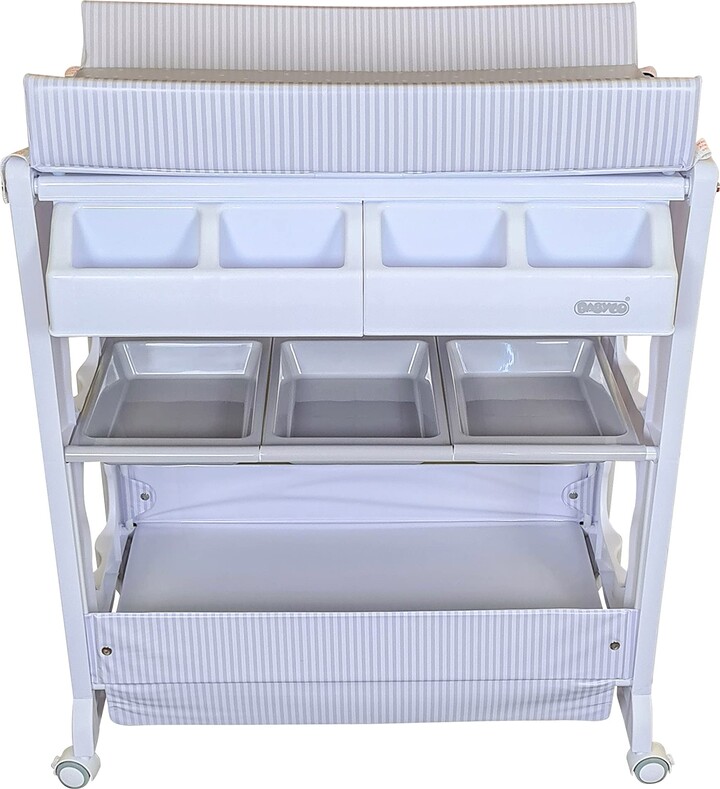 Babyco Moda Changing Station with Bath White Grey Stars and Stripes