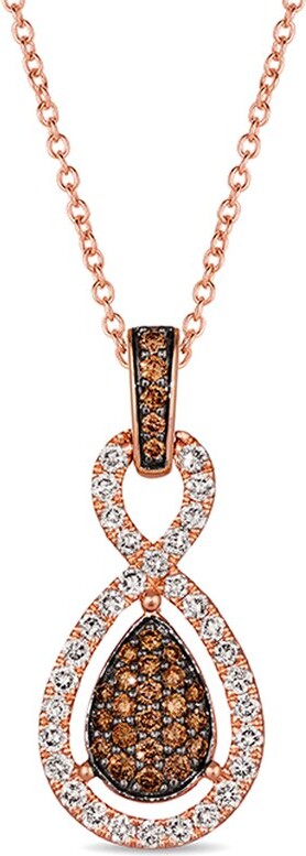 LeVian Chocolate Cluster 14K Rose Gold 0.92 ct. tw. Diamond Pendant Necklace