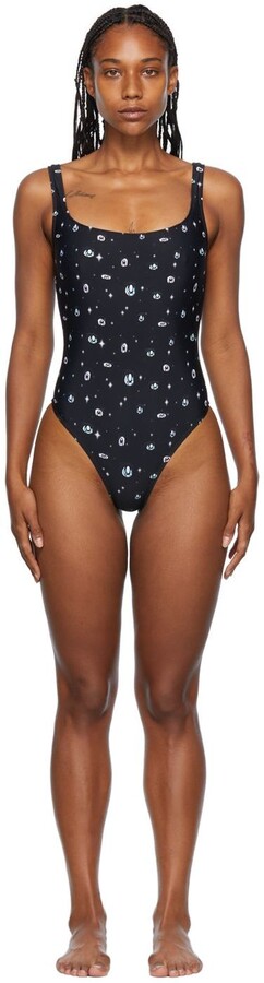 Sandy Liang Black Connie One-Piece Swimsuit - ShopStyle