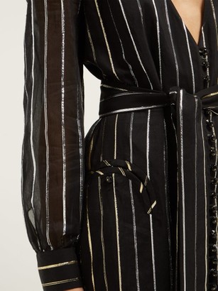 BLAZÉ MILANO Medusa Metallic Stripe-jacquard Cotton-blend Gown - Black