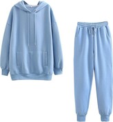 Thumbnail for your product : KaloryWee Coats KaloryWee Women Tracksuit Solid Color Hoodies And Casual Jogging Trouser Sets Teens Girls Lightweight Sports Loungewear