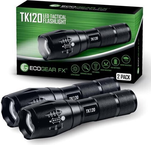 WESTWAY EcoGear FX LED Flashlights - Small Camping Flashlights with High Lumens, 5 Light Modes, Zoomable Beam - Bright Tactical Flash Light for Outdoor...