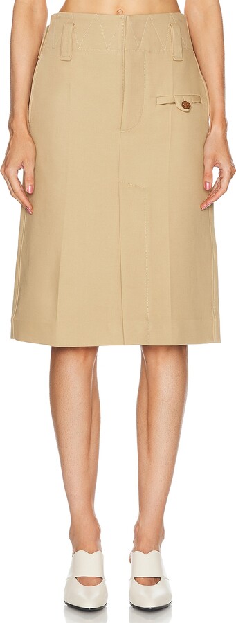 Bottega Veneta Midi Skirt in Cream