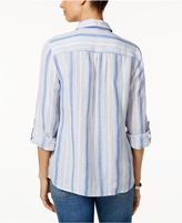 Thumbnail for your product : Charter Club Linen Roll-Tab Striped Shirt, Created for Macy's