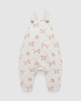 Purebaby Grey Sleeveless - Frolic Fox Overall - Babies - Size 1 YR at The Iconic