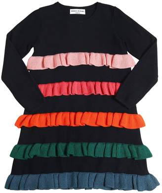 Sonia Rykiel Wool Blend Knit Dress W/ Ruffles