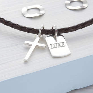Silver Cross Hurleyburley Junior Personalised And Mini Tag Leather Necklace