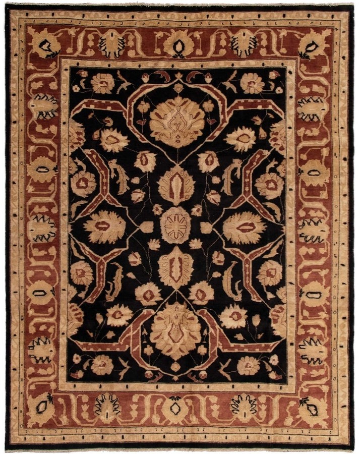 357259 Hand-Knotted Wool Rug eCarpet Gallery Area Rug for Living Room Bedroom Finest Khal Mohammadi Bordered Red Rug 4'4 x 6'6 