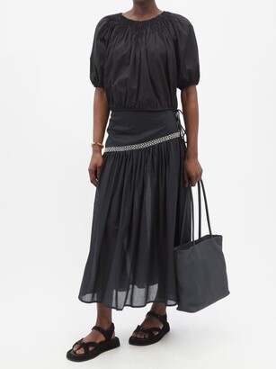 Merlette New York Elinga Embroidered Cotton-voile Asymmetric Skirt - Black