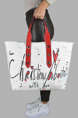 Luxury handbag - Frangibus Christian Louboutin tote bag in white fabric