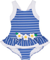 Thumbnail for your product : Florence Eiseman Striped Jacquard Skirted Swimsuit, Blue, Size 2-6X