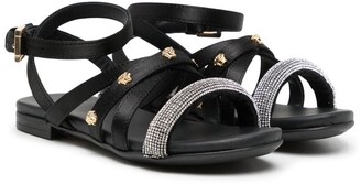 Versace Children Crystal-Embellished Strap Sandals
