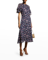 Thumbnail for your product : Rickie Freeman For Teri Jon Floral-Print Flutter-Sleeve Chiffon Dress