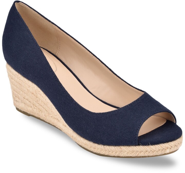 Navy Peep Toe Espadrille Wedges | Shop the world's largest collection of  fashion | ShopStyle
