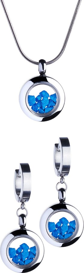 My Little Nature Blue / Silver Designer Jewelry Gift Set With Blue Stones – Handcrafted Mini Set For Her - Blue Earrings And Blue Necklace