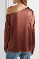 Thumbnail for your product : Tibi Asymmetric Silk-satin Top - Brown