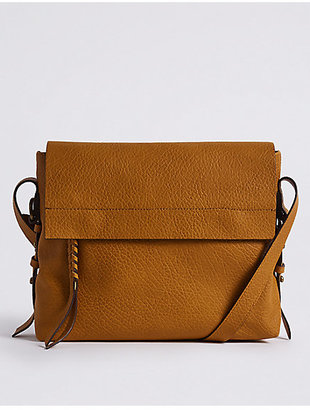 M&S Collection Faux Leather Grainy Messenger Bag