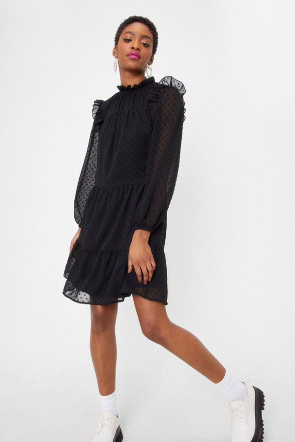 black chiffon swing dress