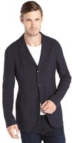 Thumbnail for your product : Giorgio Armani navy lino blend woven windowpane 'Upton' 4 button jacket