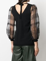 Thumbnail for your product : D-Exterior Tulle-Sleeve Knitted Top