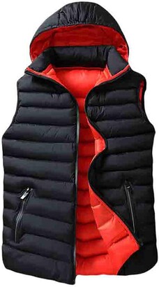 WanYangg Light Vest Gilet Mens Hooded Sleeveless Jacket Coat Body Warmer Outerwear Clothing Vests Puffer Casual Jackets Front Zip Vest Top Quilted Bodywarmer 