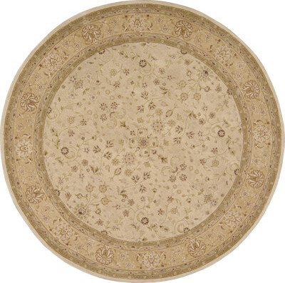Canora Grey Round Gatto Oriental Hand-Tufted Wool Beige Area Rug