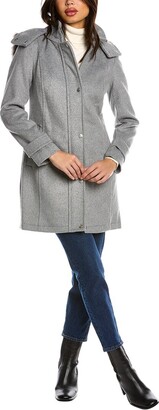 Cole Haan Hooded Wool-Blend Coat