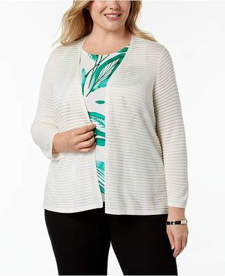 Alfani Plus Size Ribbed-Knit Cardigan, Created for Macy's