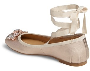 Badgley Mischka Women's Karter Ii Embellished Ankle Wrap Ballet Flat