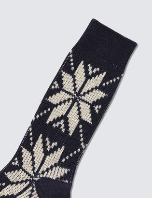 Tabio Mens Wool Mixed Snow Pattern Socks