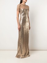 Thumbnail for your product : Oscar de la Renta Beaded-Yoke Sequin Gown