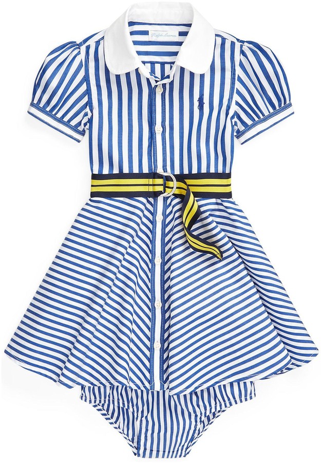 Ralph Lauren Baby Girls Mix Stripe Dress Blue/White - ShopStyle