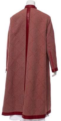 Hermes Leather-Trimmed Wool-Blend Coat
