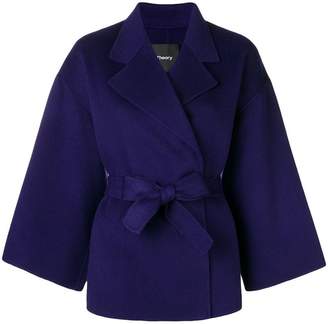 Theory belted wrap front jacket