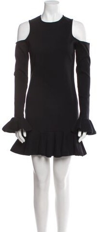 Michael Lo Sordo Crew Neck Mini Dress Michael Lo Sordo Shift Dress Black Cutout Accent Long Sleeve with Crew Neck Designer
