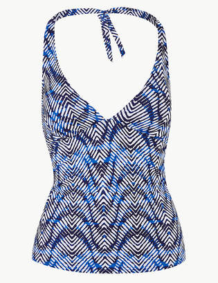 Marks and Spencer Printed Non-Wired Halter Neck Tankini Top