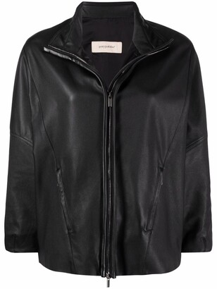 Gentry Portofino High Neck Leather Jacket